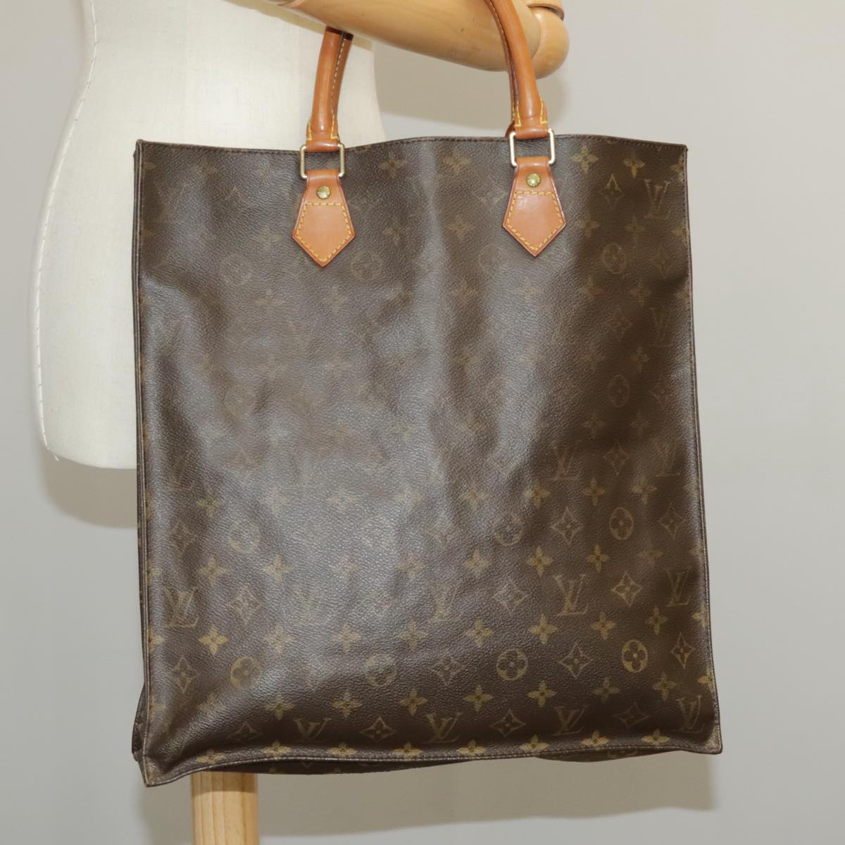 LOUIS VUITTON Monogram Sac Plat Hand Bag M51140 LV Auth 100428