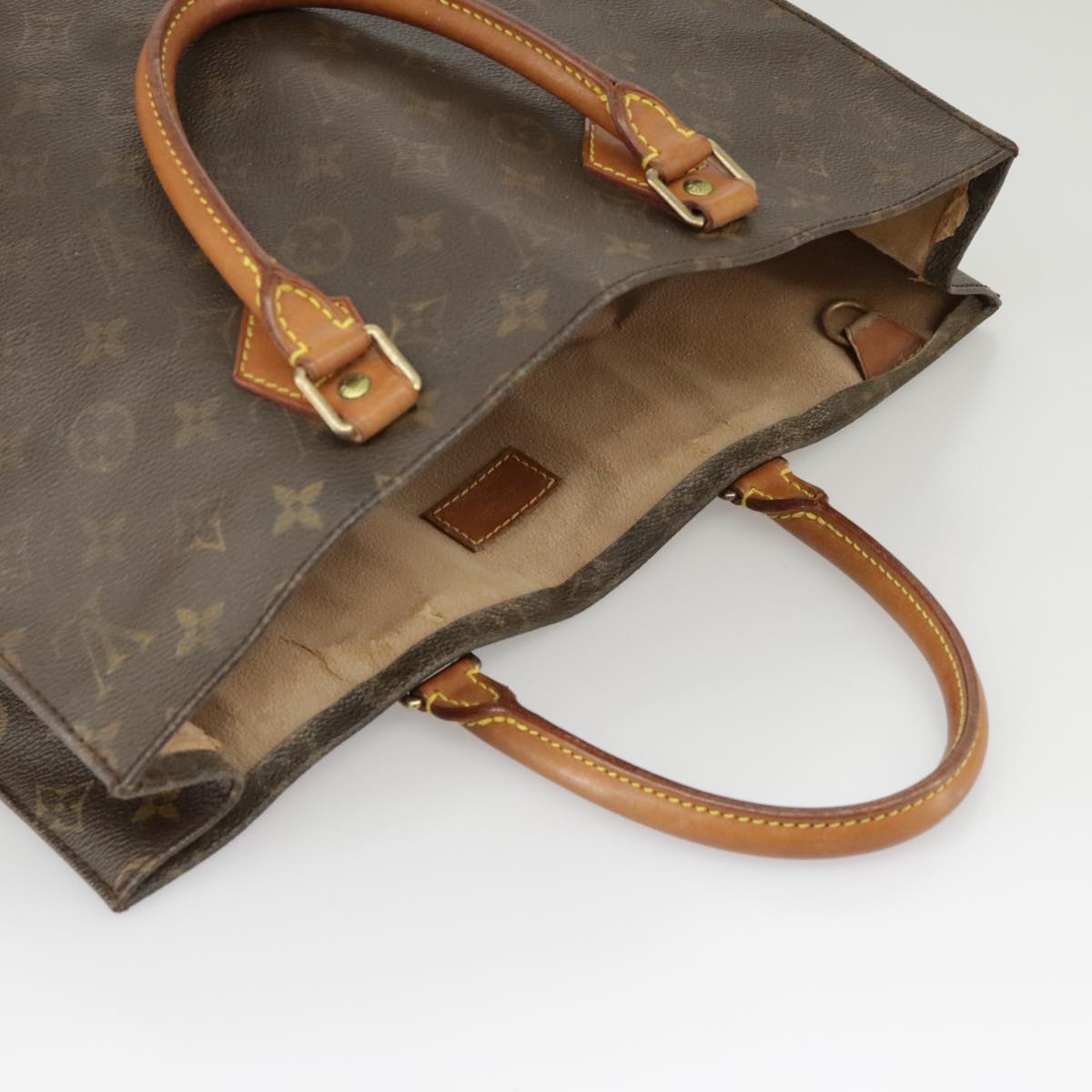 LOUIS VUITTON Monogram Sac Plat Hand Bag M51140 LV Auth 100428