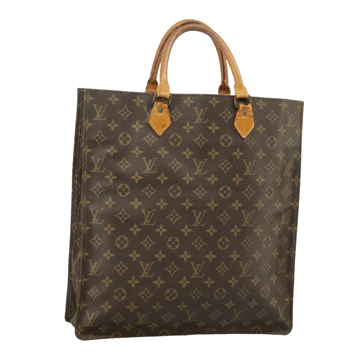 LOUIS VUITTON Monogram Sac Plat Hand Bag M51140 LV Auth 100449