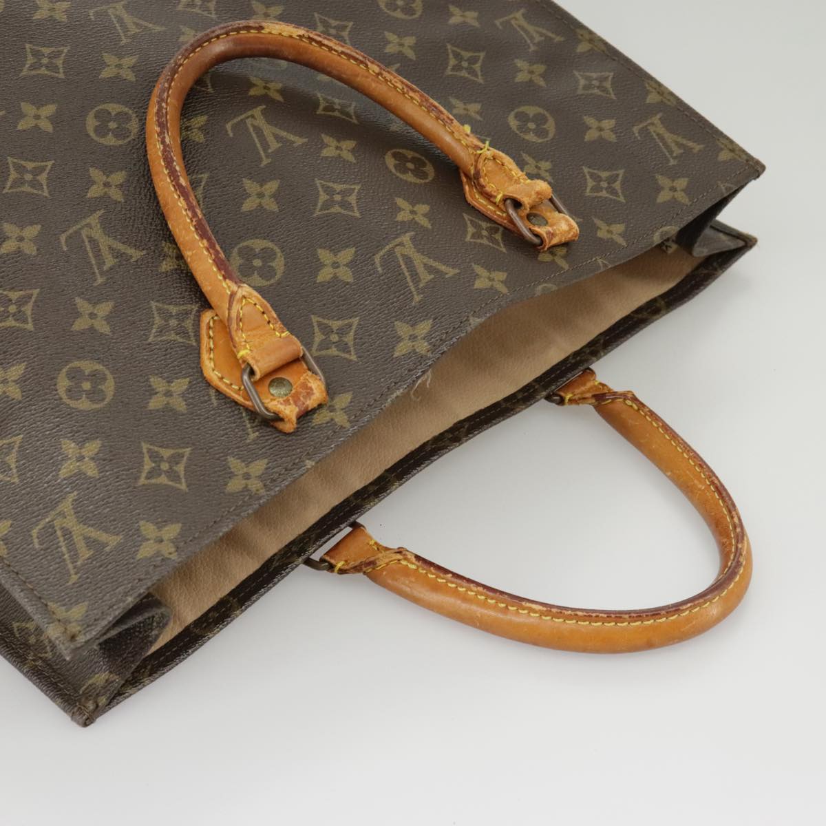 LOUIS VUITTON Monogram Sac Plat Hand Bag M51140 LV Auth 100449