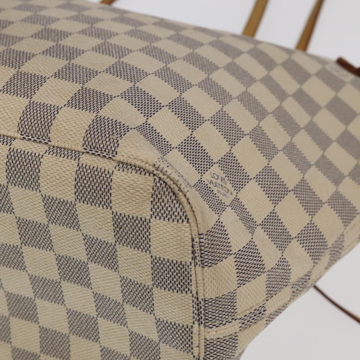 LOUIS VUITTON Damier Azur Neverfull MM Tote Bag N51107 LV Auth 100494