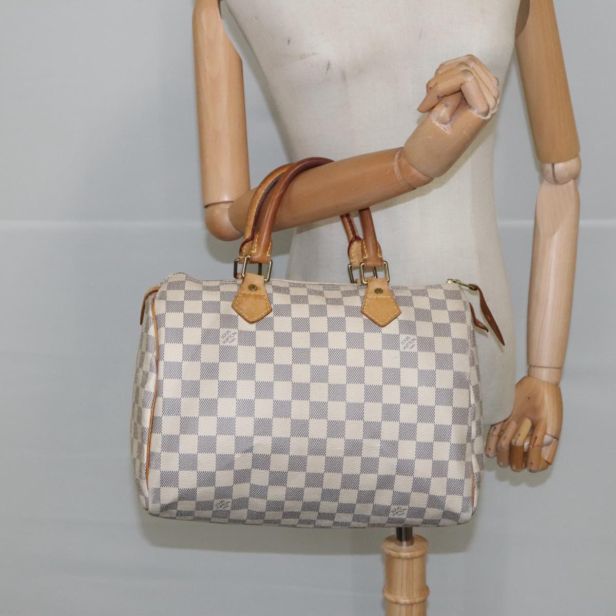 LOUIS VUITTON Damier Azur Speedy 30 Hand Bag N41533 LV Auth 100495