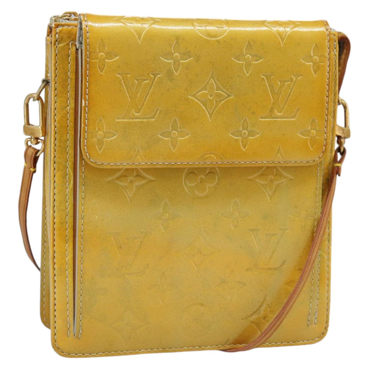 LOUIS VUITTON Monogram Vernis Motto Accessory Pouch Gris M91030 LV Auth 100497