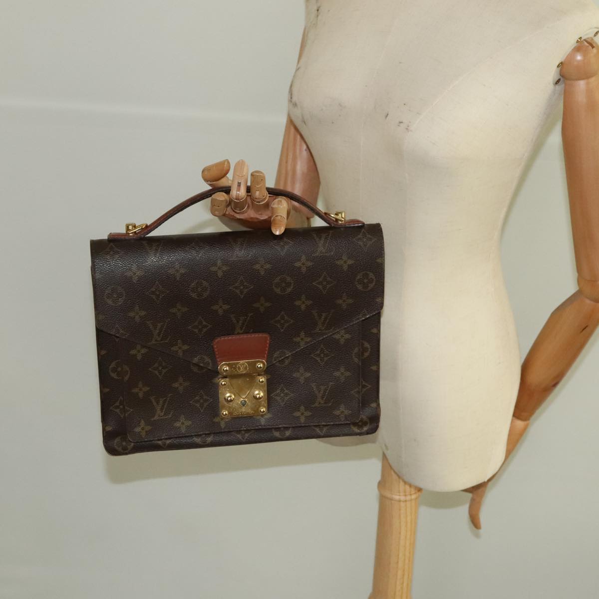 LOUIS VUITTON Monogram Monceau 28 Hand Bag 2way M51185 LV Auth 100505