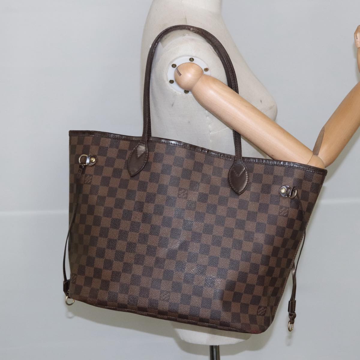 LOUIS VUITTON Damier Ebene Neverfull MM Tote Bag N51105 LV Auth 100517