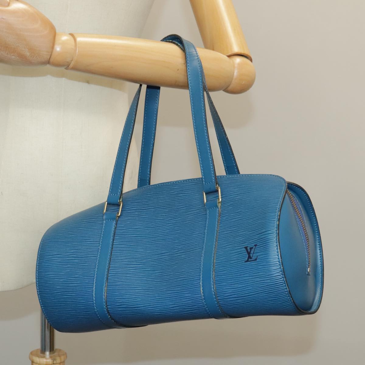 LOUIS VUITTON Epi Soufflot Hand Bag Blue M52225 LV Auth 100524