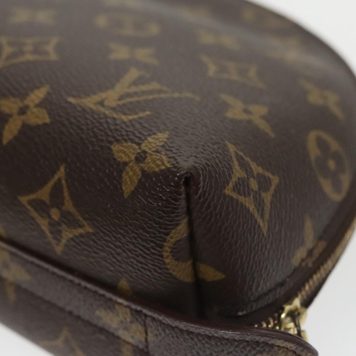 LOUIS VUITTON Monogram Trousse Demi Ronde Cosmetic Pouch M47520 LV Auth 100585