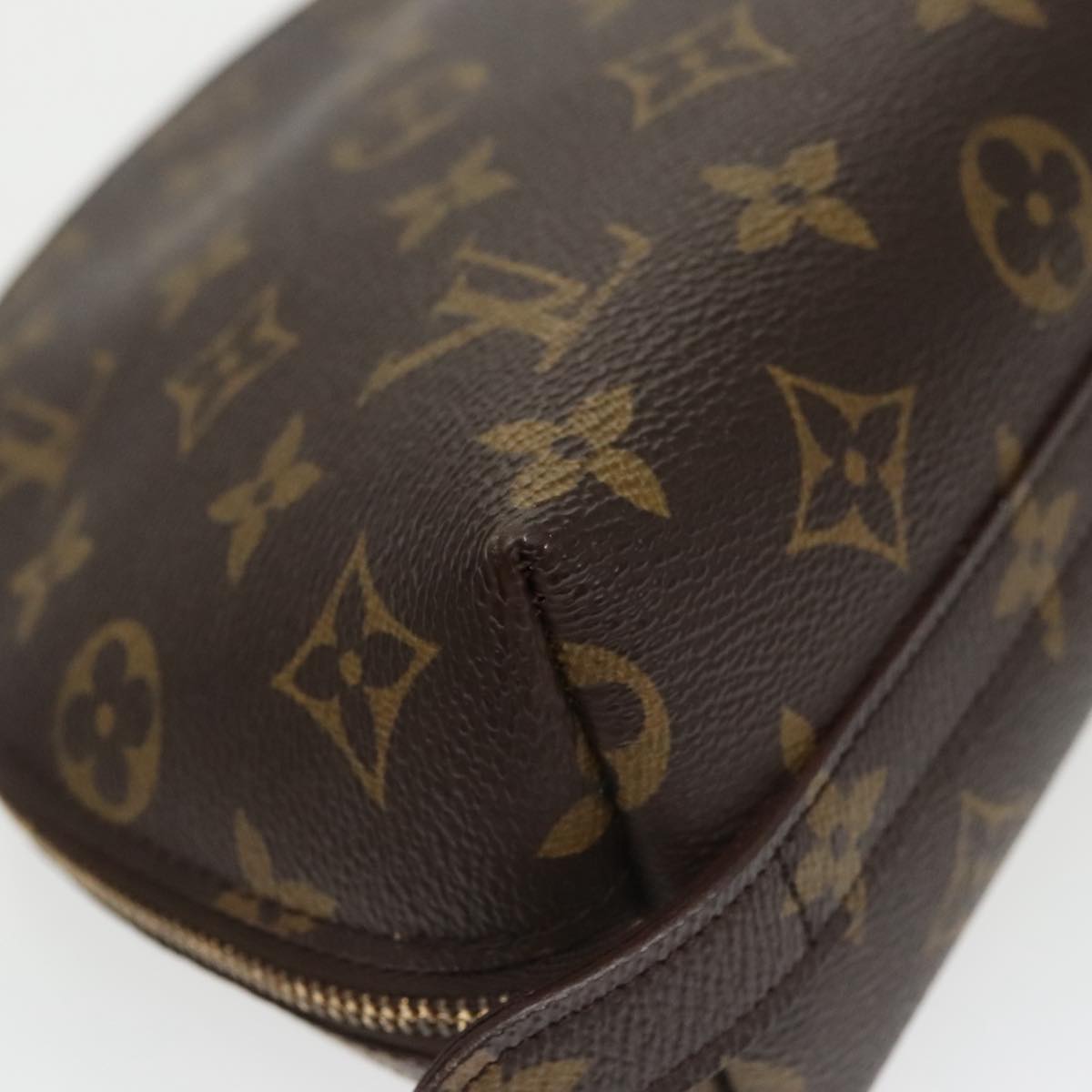 LOUIS VUITTON Monogram Trousse Demi Ronde Cosmetic Pouch M47520 LV Auth 100585