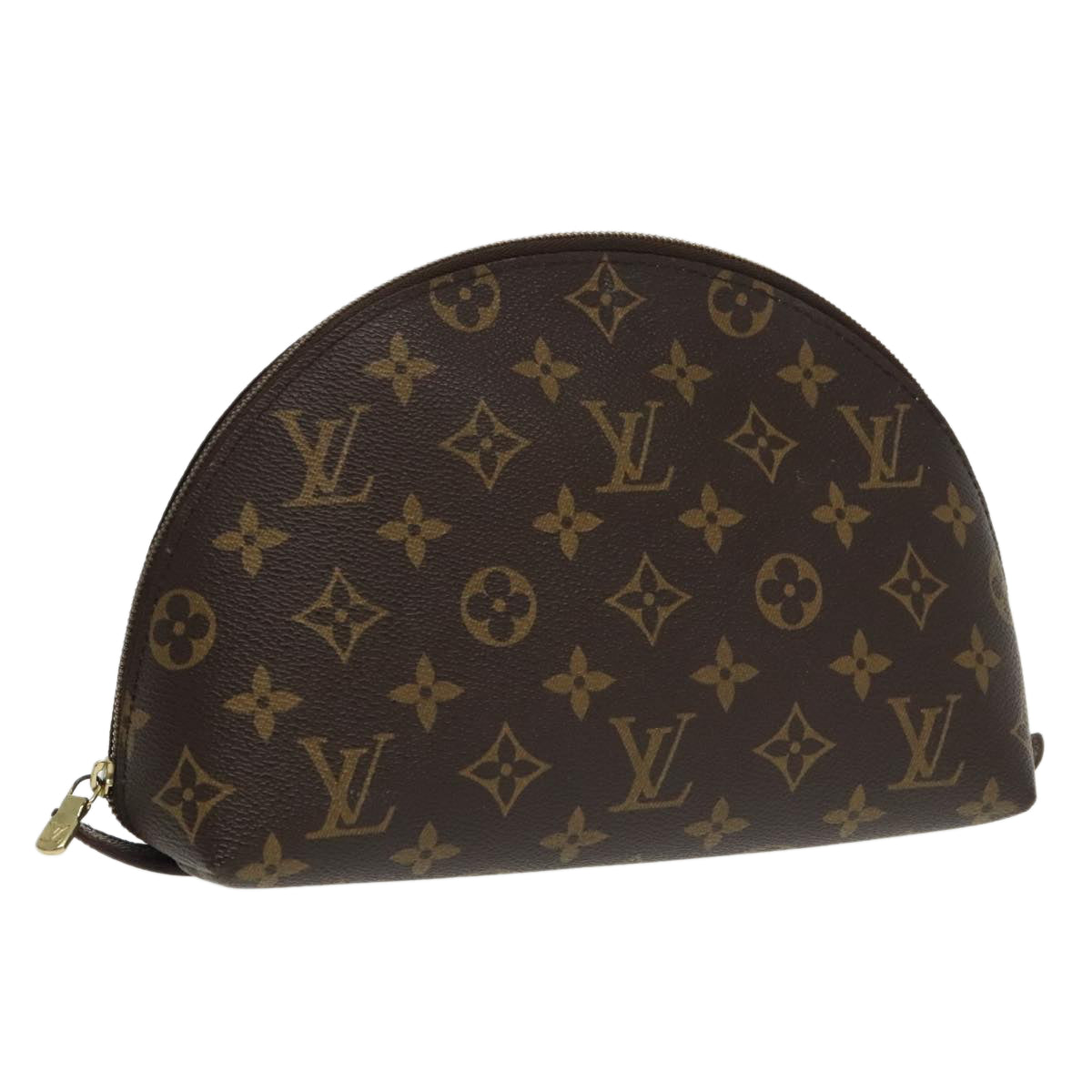 LOUIS VUITTON Monogram Trousse Demi Ronde Cosmetic Pouch M47520 LV Auth 100585