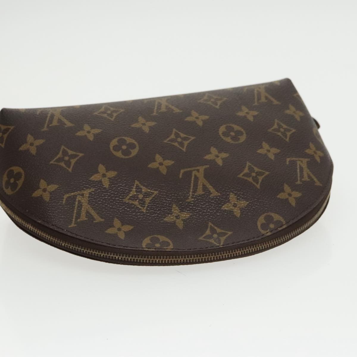 LOUIS VUITTON Monogram Trousse Demi Ronde Cosmetic Pouch M47520 LV Auth 100585