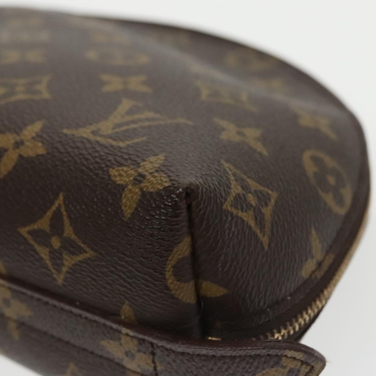 LOUIS VUITTON Monogram Trousse Demi Ronde Cosmetic Pouch M47520 LV Auth 100585