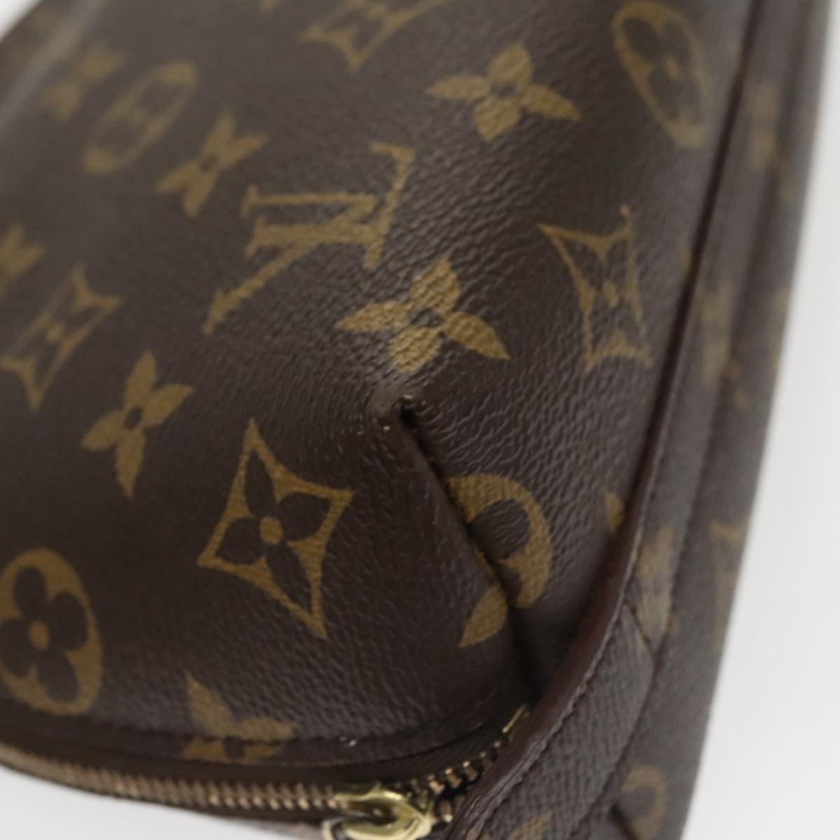 LOUIS VUITTON Monogram Trousse Demi Ronde Cosmetic Pouch M47520 LV Auth 100585