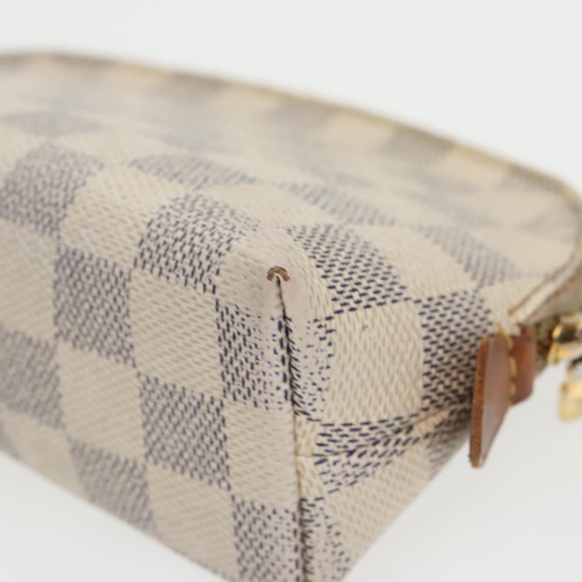 LOUIS VUITTON Damier Azur Pochette Cosmetic PM Pouch N60024 LV Auth 100601