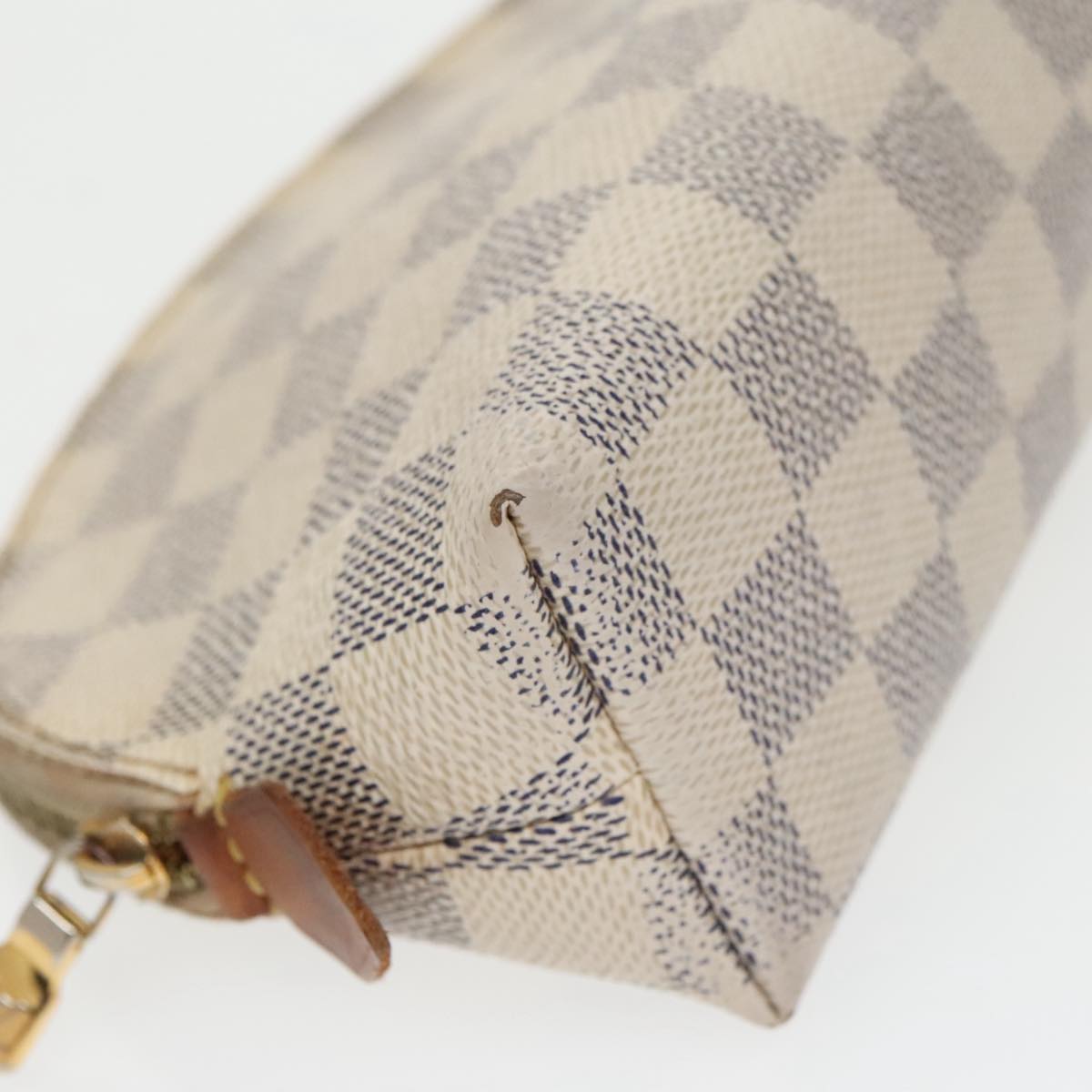 LOUIS VUITTON Damier Azur Pochette Cosmetic PM Pouch N60024 LV Auth 100601