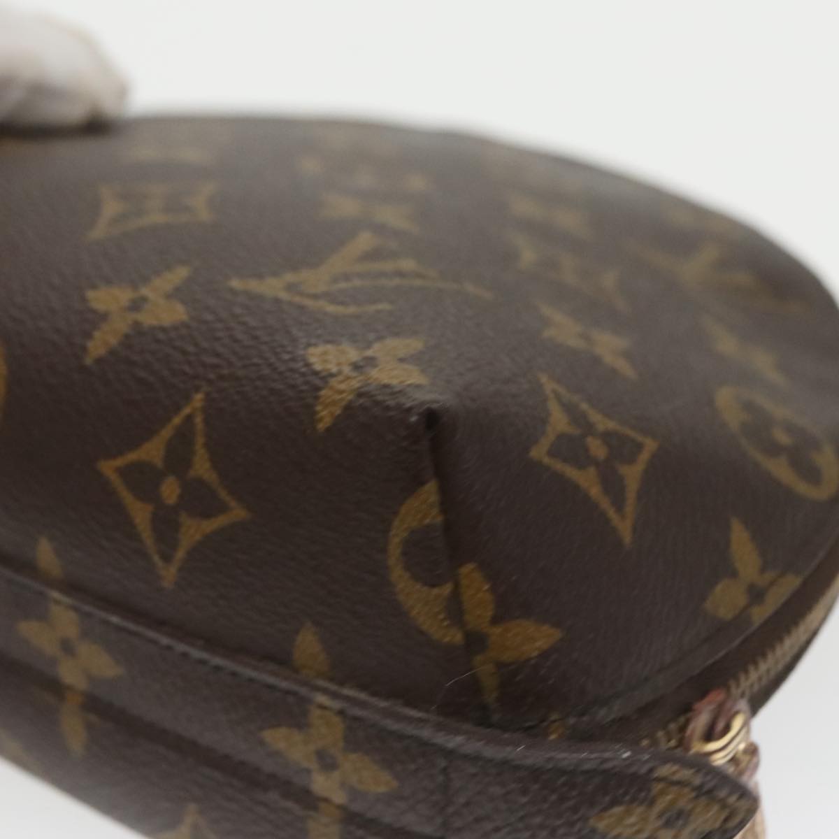 LOUIS VUITTON Monogram Trousse Demi Ronde Cosmetic Pouch M47520 LV Auth 100605