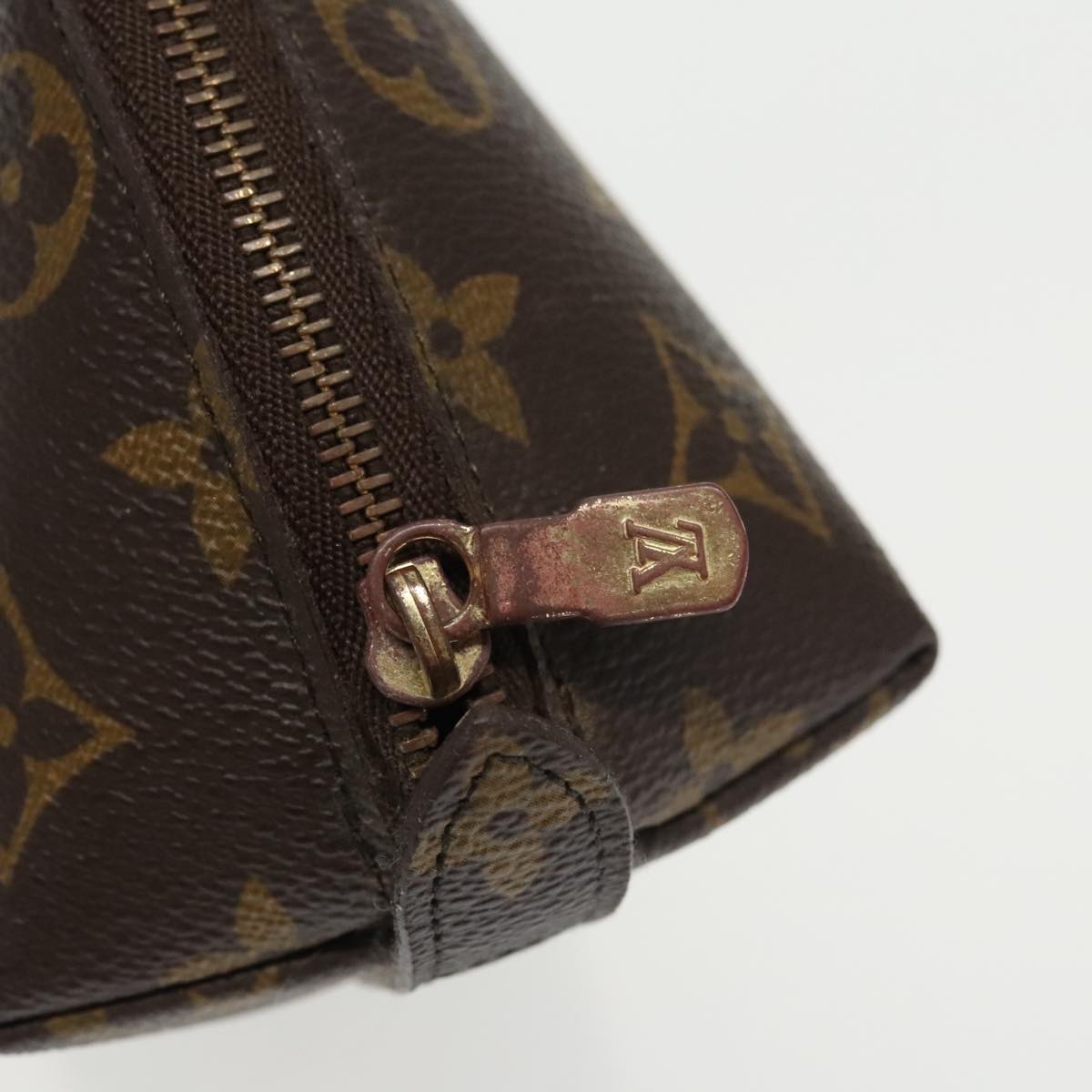 LOUIS VUITTON Monogram Trousse Demi Ronde Cosmetic Pouch M47520 LV Auth 100605