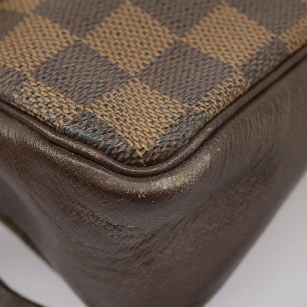 LOUIS VUITTON Damier Ebene Trousse Makeup Pouch N51982 LV Auth 100618