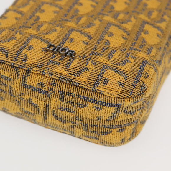 Christian Dior Trotter Canvas Shoulder Bag Yellow Silver Auth 100623V