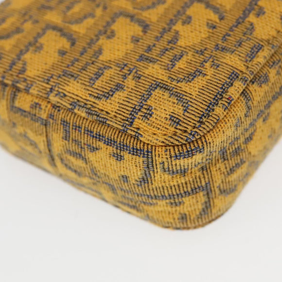 Christian Dior Trotter Canvas Shoulder Bag Yellow Silver Auth 100623V