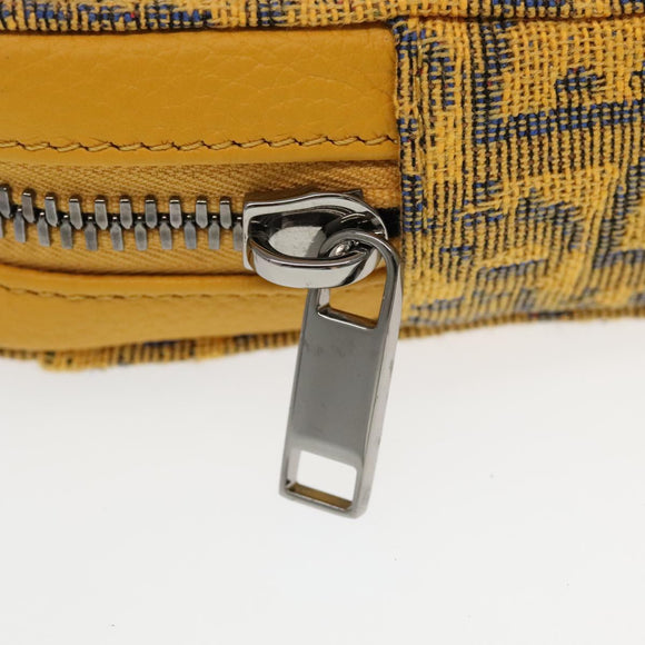 Christian Dior Trotter Canvas Shoulder Bag Yellow Silver Auth 100623V