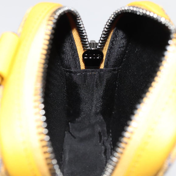 Christian Dior Trotter Canvas Shoulder Bag Yellow Silver Auth 100623V