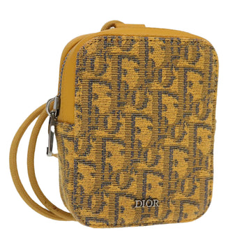 Christian Dior Trotter Canvas Shoulder Bag Yellow Silver Auth 100623V