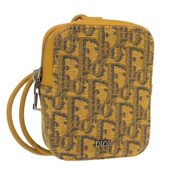 Christian Dior Trotter Canvas Shoulder Bag Yellow Silver Auth 100623V