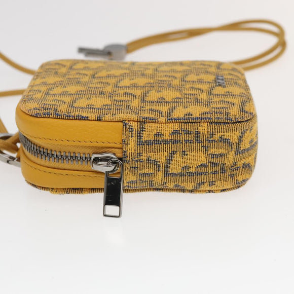 Christian Dior Trotter Canvas Shoulder Bag Yellow Silver Auth 100623V