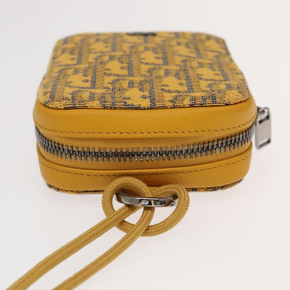 Christian Dior Trotter Canvas Shoulder Bag Yellow Silver Auth 100623V