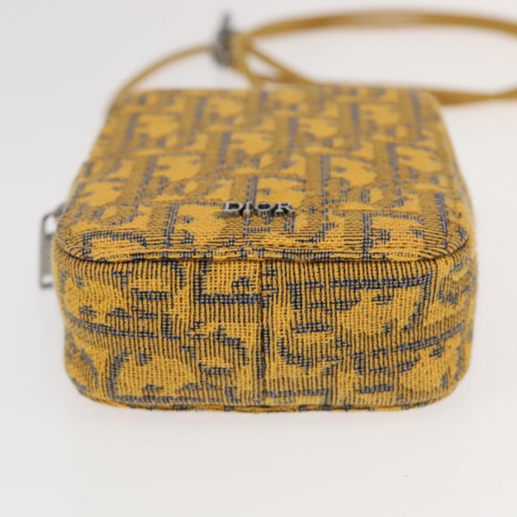 Christian Dior Trotter Canvas Shoulder Bag Yellow Silver Auth 100623V