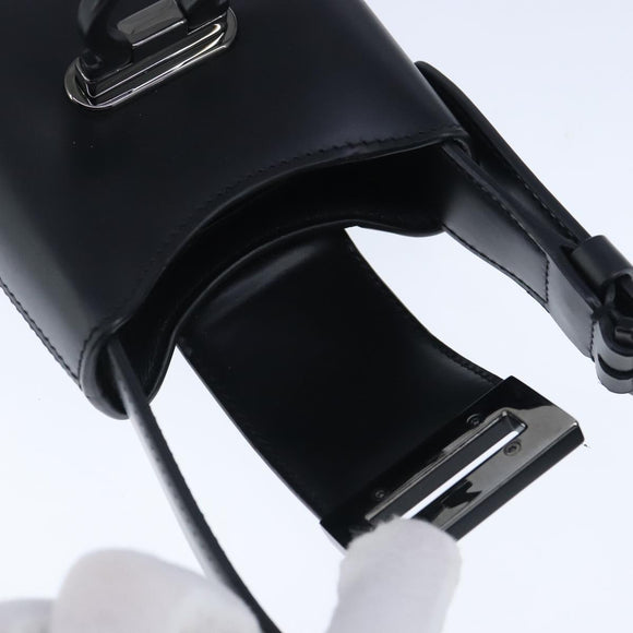 Salvatore Ferragamo Gancini Hand Bag Leather Black Auth 100624V