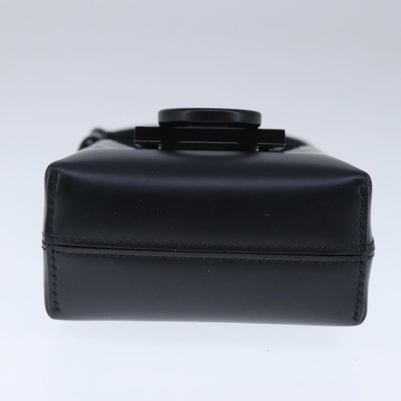 Salvatore Ferragamo Gancini Hand Bag Leather Black Auth 100624V