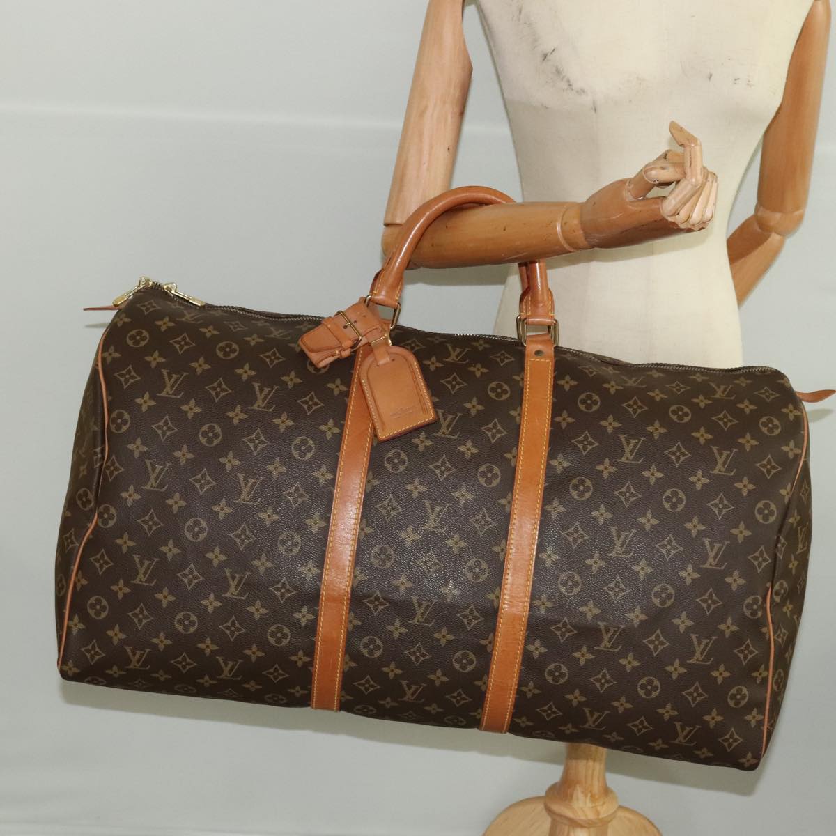 LOUIS VUITTON Monogram Keepall 60 Boston Bag M41422 LV Auth 100634