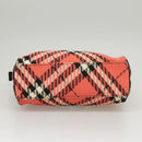 BURBERRY Nova Check Blue Label Hand Bag Canvas Red Auth 100639-5
