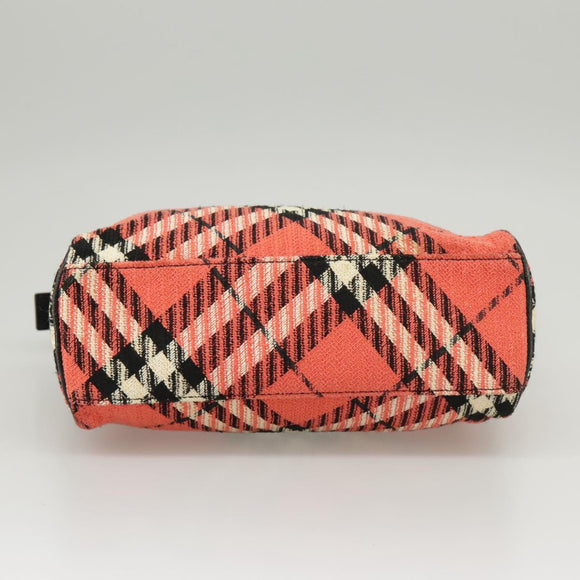 BURBERRY Nova Check Blue Label Hand Bag Canvas Red Auth 100639