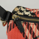 BURBERRY Nova Check Blue Label Hand Bag Canvas Red Auth 100639-11