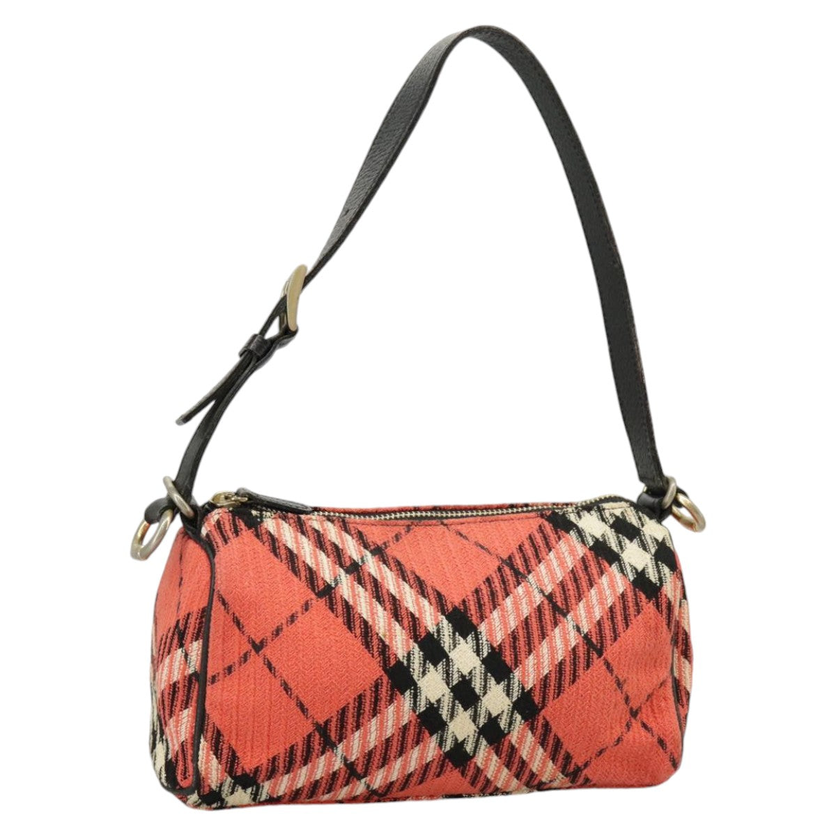 BURBERRY Nova Check Blue Label Hand Bag Canvas Red Auth 100639