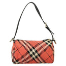 BURBERRY Nova Check Blue Label Hand Bag Canvas Red Auth 100639-2