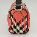 BURBERRY Nova Check Blue Label Hand Bag Canvas Red Auth 100639-3