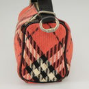 BURBERRY Nova Check Blue Label Hand Bag Canvas Red Auth 100639-4