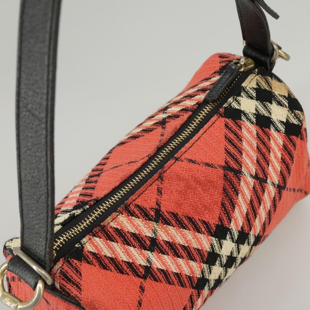 BURBERRY Nova Check Blue Label Hand Bag Canvas Red Auth 100639