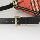 BURBERRY Nova Check Blue Label Hand Bag Canvas Red Auth 100639-8