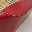 BURBERRY Nova Check Hand Bag Canvas Beige Red Auth 100640-16