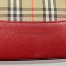BURBERRY Nova Check Hand Bag Canvas Beige Red Auth 100640-18