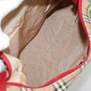BURBERRY Nova Check Hand Bag Canvas Beige Red Auth 100640-11