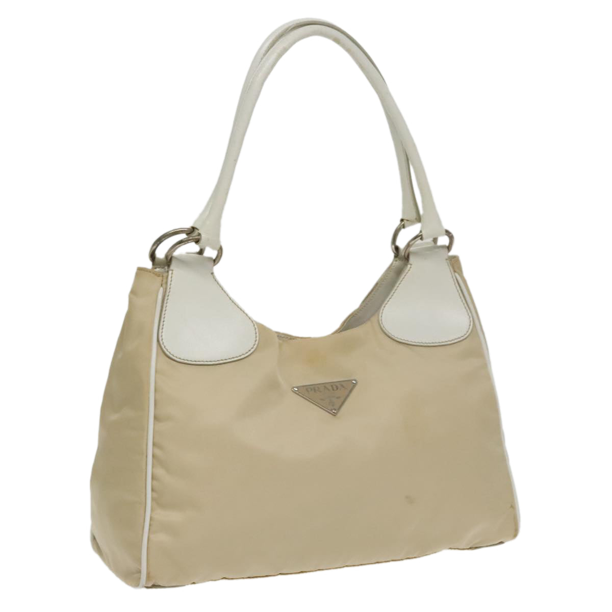 PRADA Shoulder Bag Nylon Beige Auth 100643