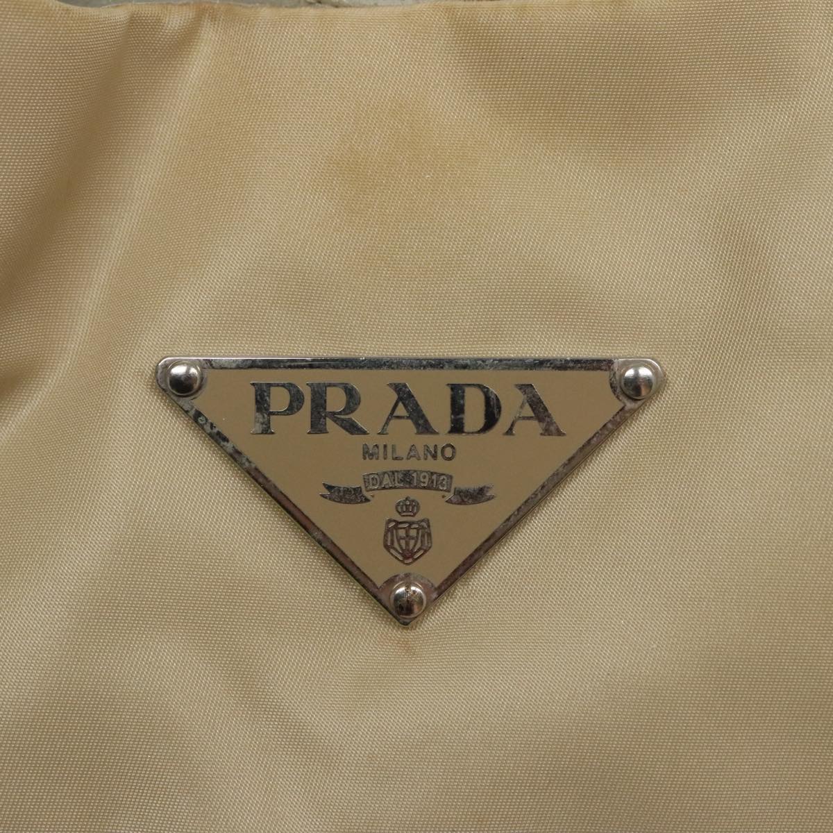 PRADA Shoulder Bag Nylon Beige Auth 100643