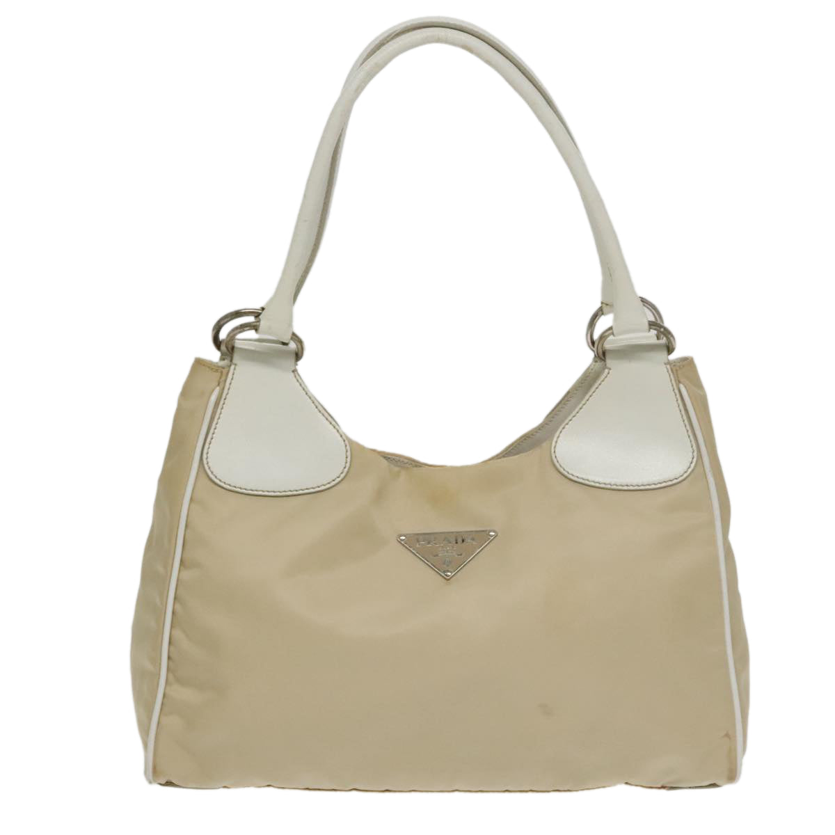 PRADA Shoulder Bag Nylon Beige Auth 100643 - 0