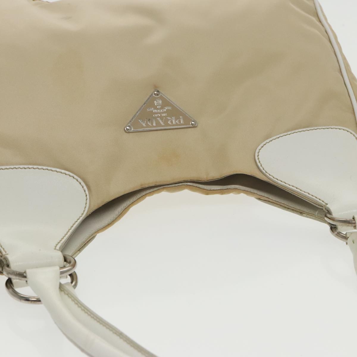 PRADA Shoulder Bag Nylon Beige Auth 100643