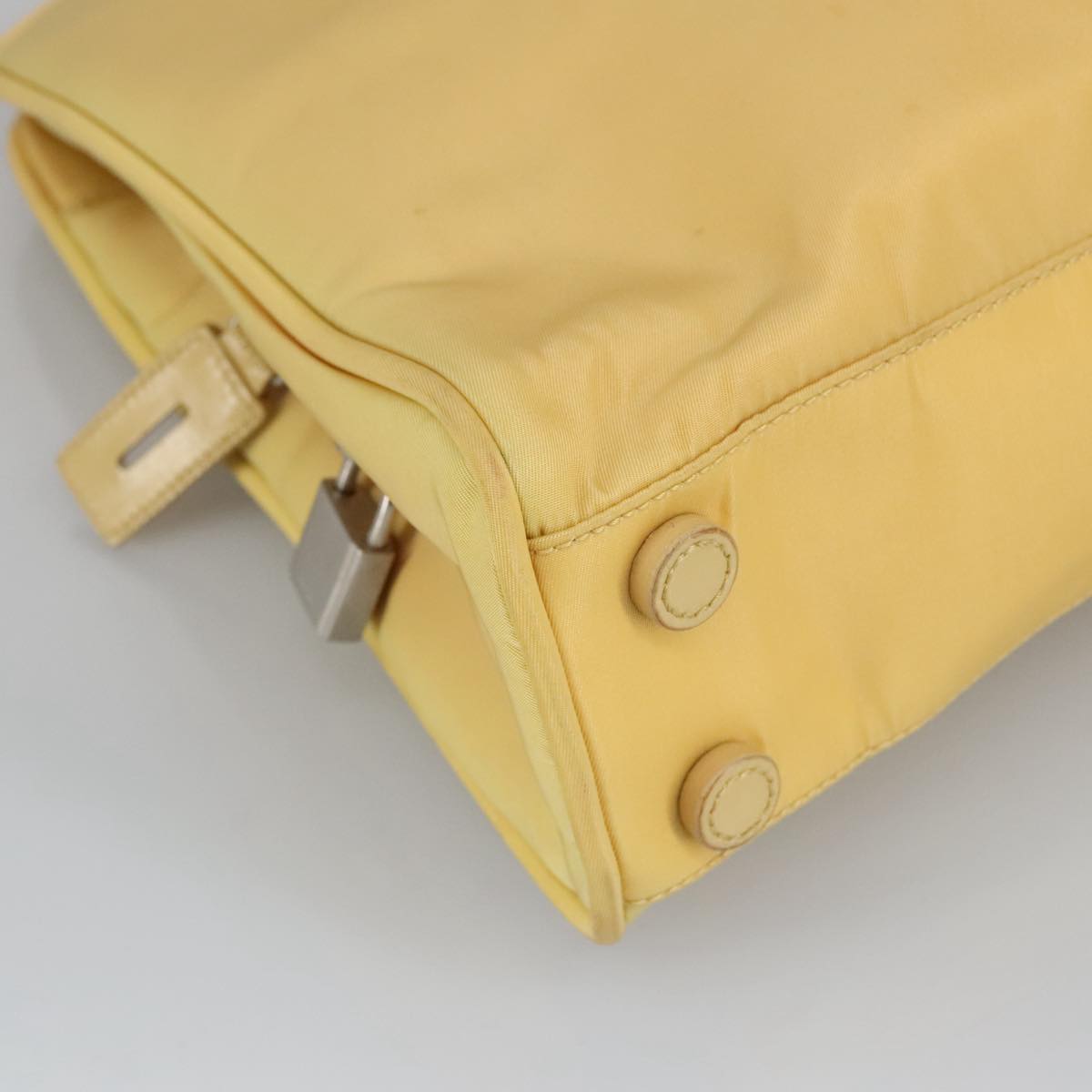 PRADA Hand Bag Nylon Yellow Auth 100644